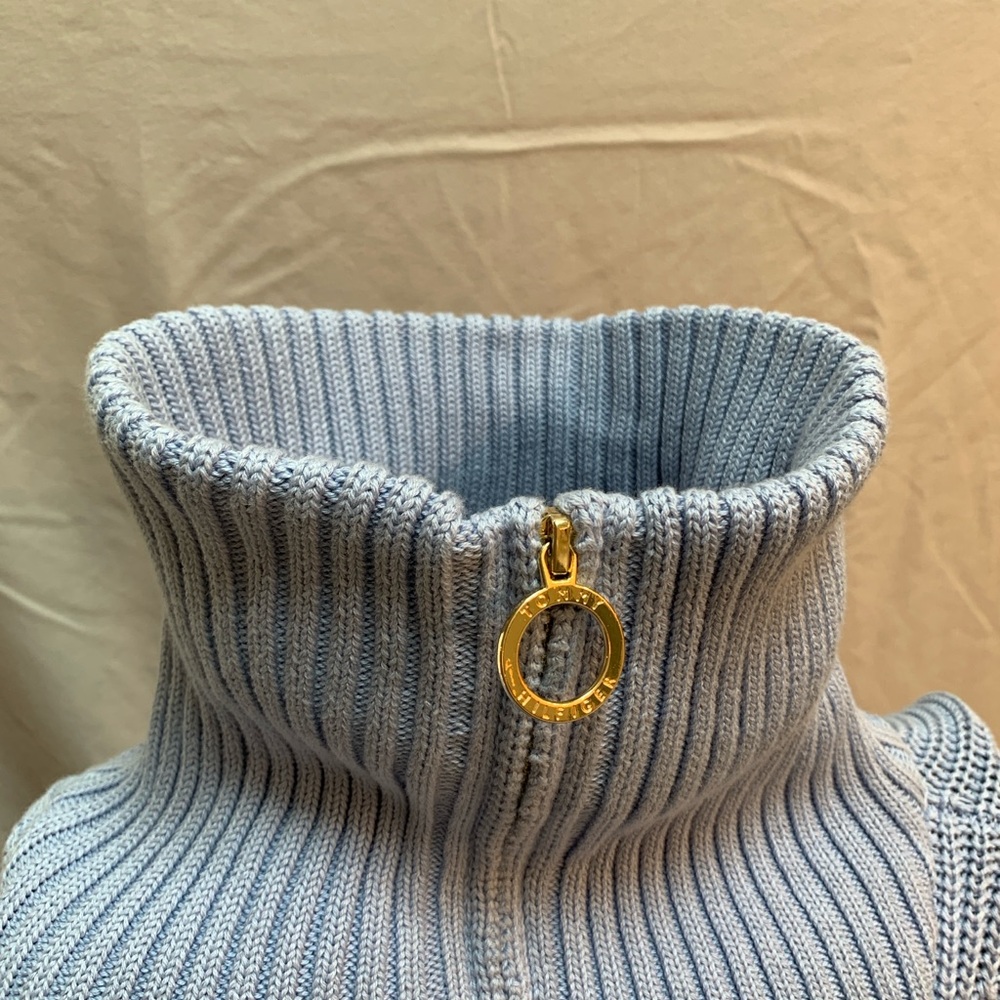 Tommy Hilfiger Sky Blue Ribbed Turtleneck Sweater